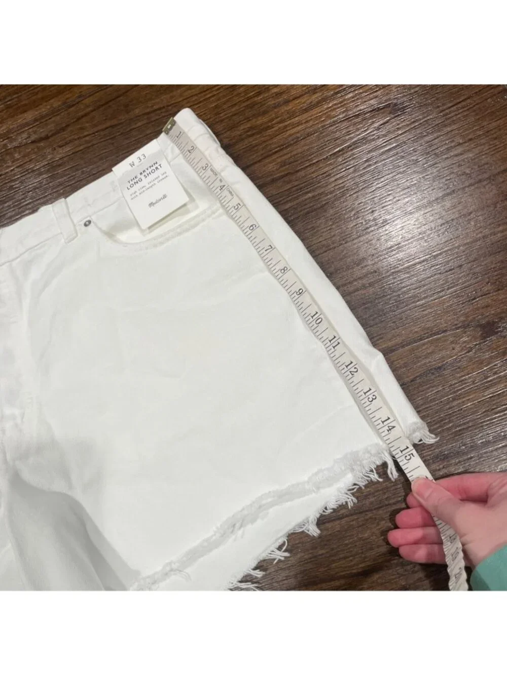 NWT Madewell White Denim Short Sz 33 Brynn Long High Rise Relaxed Button Fly 5